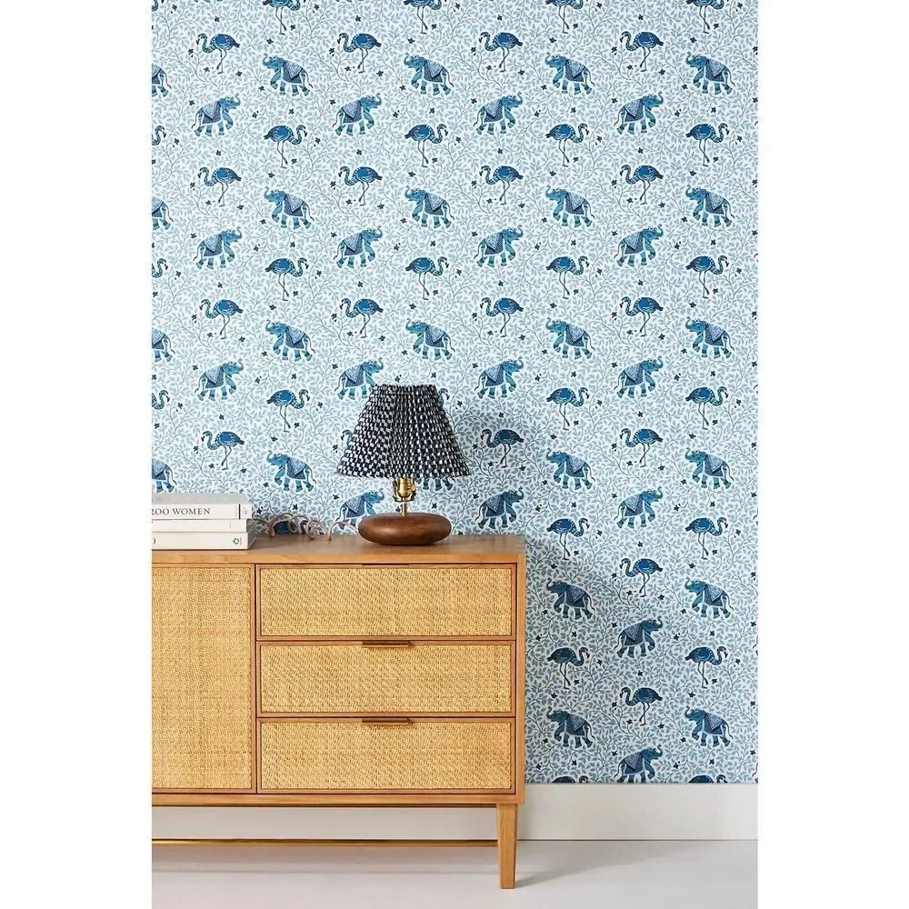 Anthropologie Printfresh Flamenco Wallpaper Single Roll Pale Blue